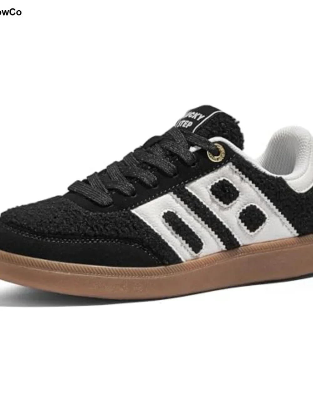 Faux Suede Faux Fur Low Top Sneakers Women's Casual Retro Gum Sole